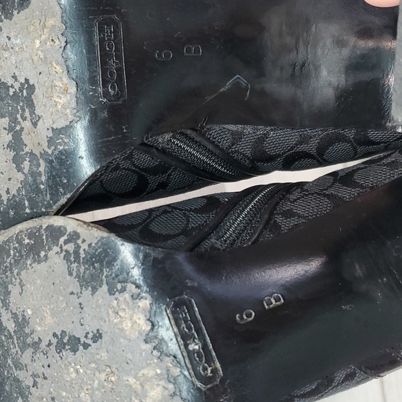 Coach Womens Black Signature Heels Ankle Boots Square Toe shoes sz 6B - Picture 9 of 12